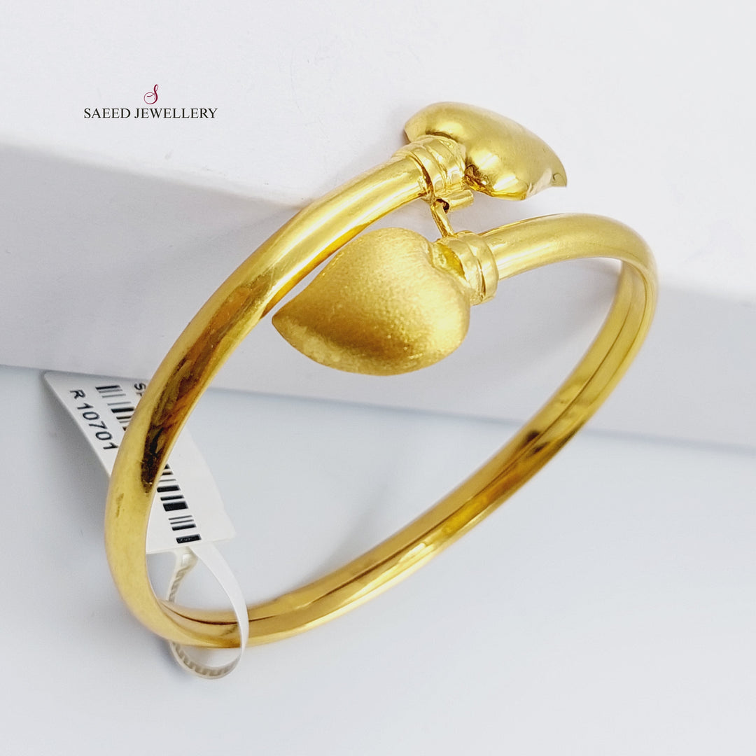 21K Gold Heart Bangle Bracelet by Saeed Jewelry - Image 6