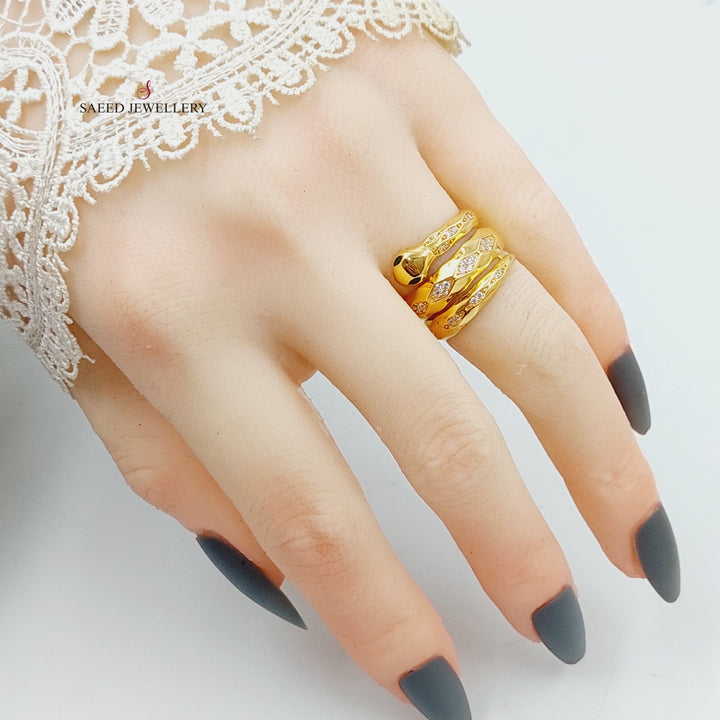 21K Gold Zircon Studded Snake Ring by Saeed Jewelry - Image 12