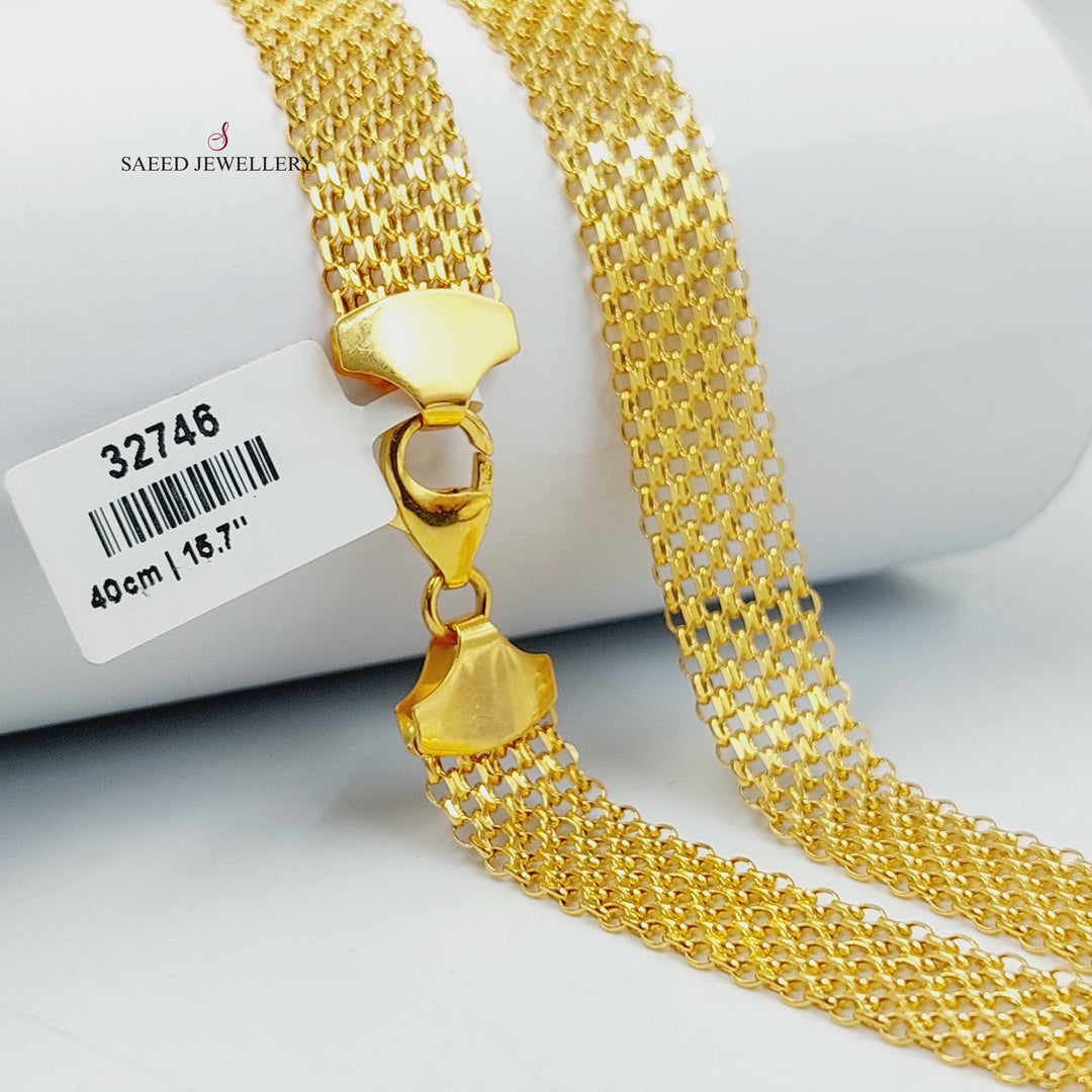 21K Gold Deluxe Flat Necklace 12mm by Saeed Jewelry - Image 5