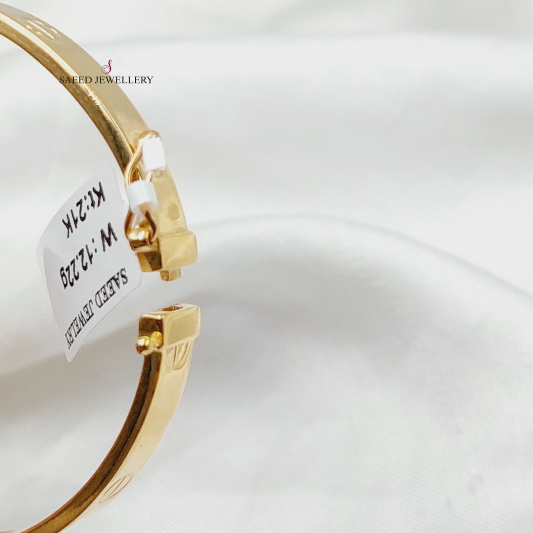 21K Gold 6mm Figaro Bangle Bracelet by Saeed Jewelry - Image 2