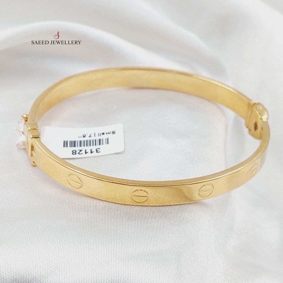 21K Gold 6mm Figaro Bangle Bracelet by Saeed Jewelry - Image 3