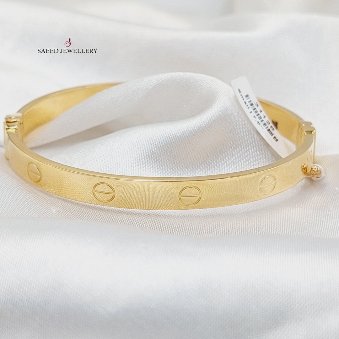 21K Gold 6mm Figaro Bangle Bracelet by Saeed Jewelry - Image 4