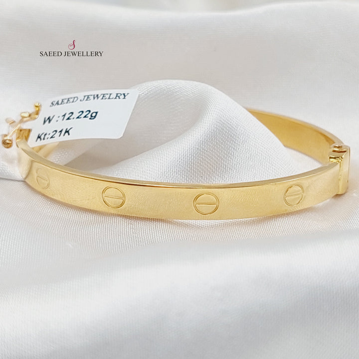 21K Gold 6mm Figaro Bangle Bracelet by Saeed Jewelry - Image 5