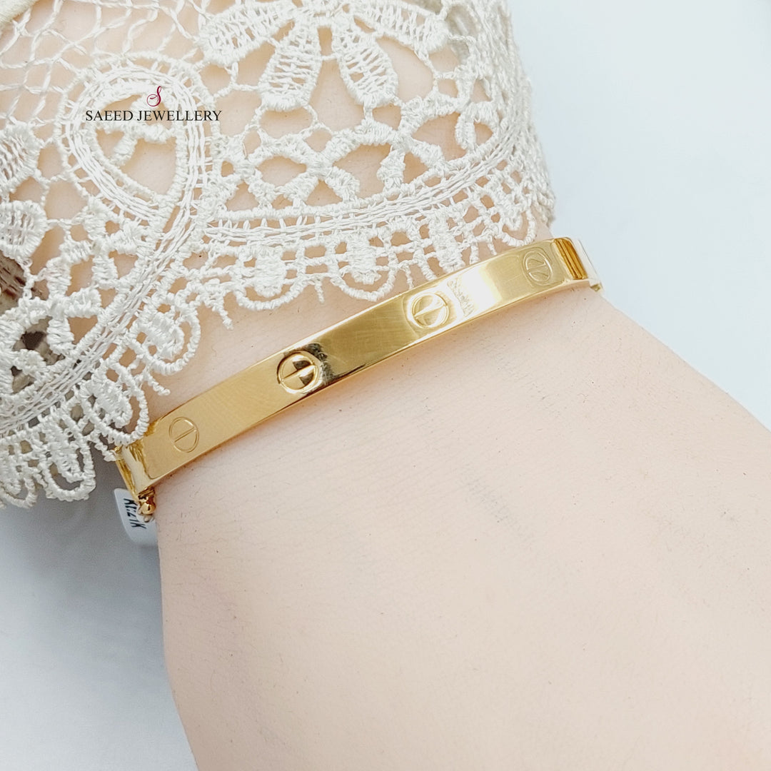 21K Gold 6mm Figaro Bangle Bracelet by Saeed Jewelry - Image 6