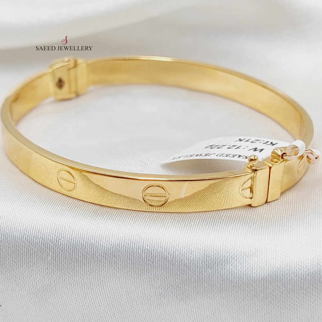 21K Gold 6mm Figaro Bangle Bracelet by Saeed Jewelry - Image 1