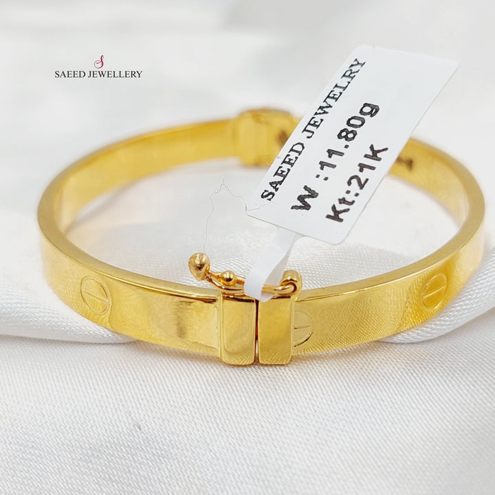 21K Gold 6mm Figaro Bangle Bracelet by Saeed Jewelry - Image 5