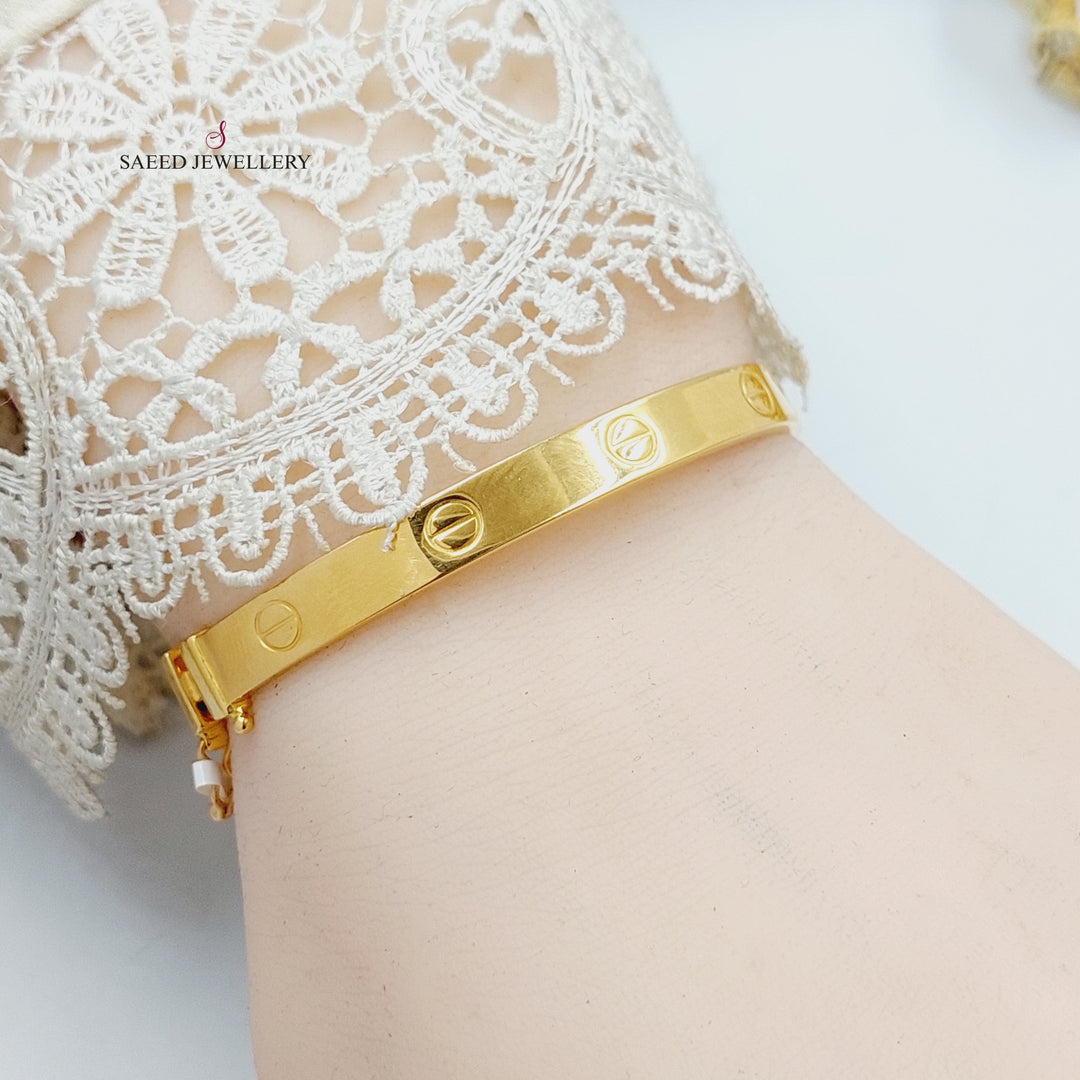 21K Gold 6mm Figaro Bangle Bracelet by Saeed Jewelry - Image 6