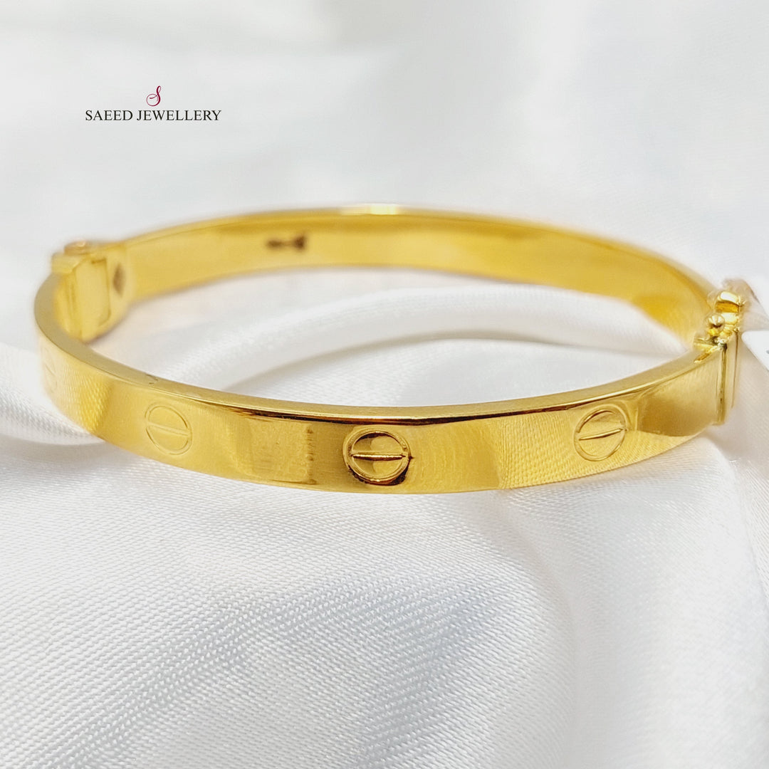 21K Gold 6mm Figaro Bangle Bracelet by Saeed Jewelry - Image 5
