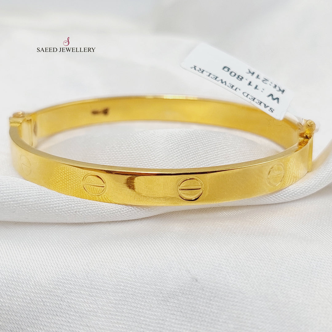 21K Gold 6mm Figaro Bangle Bracelet by Saeed Jewelry - Image 6