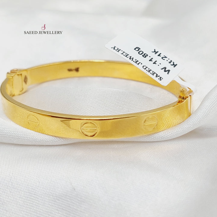 21K Gold 6mm Figaro Bangle Bracelet by Saeed Jewelry - Image 1