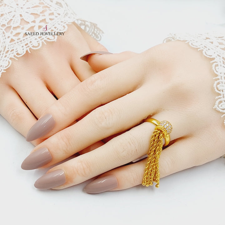 21K Gold Zircon Studded Rope Ring by Saeed Jewelry - Image 5