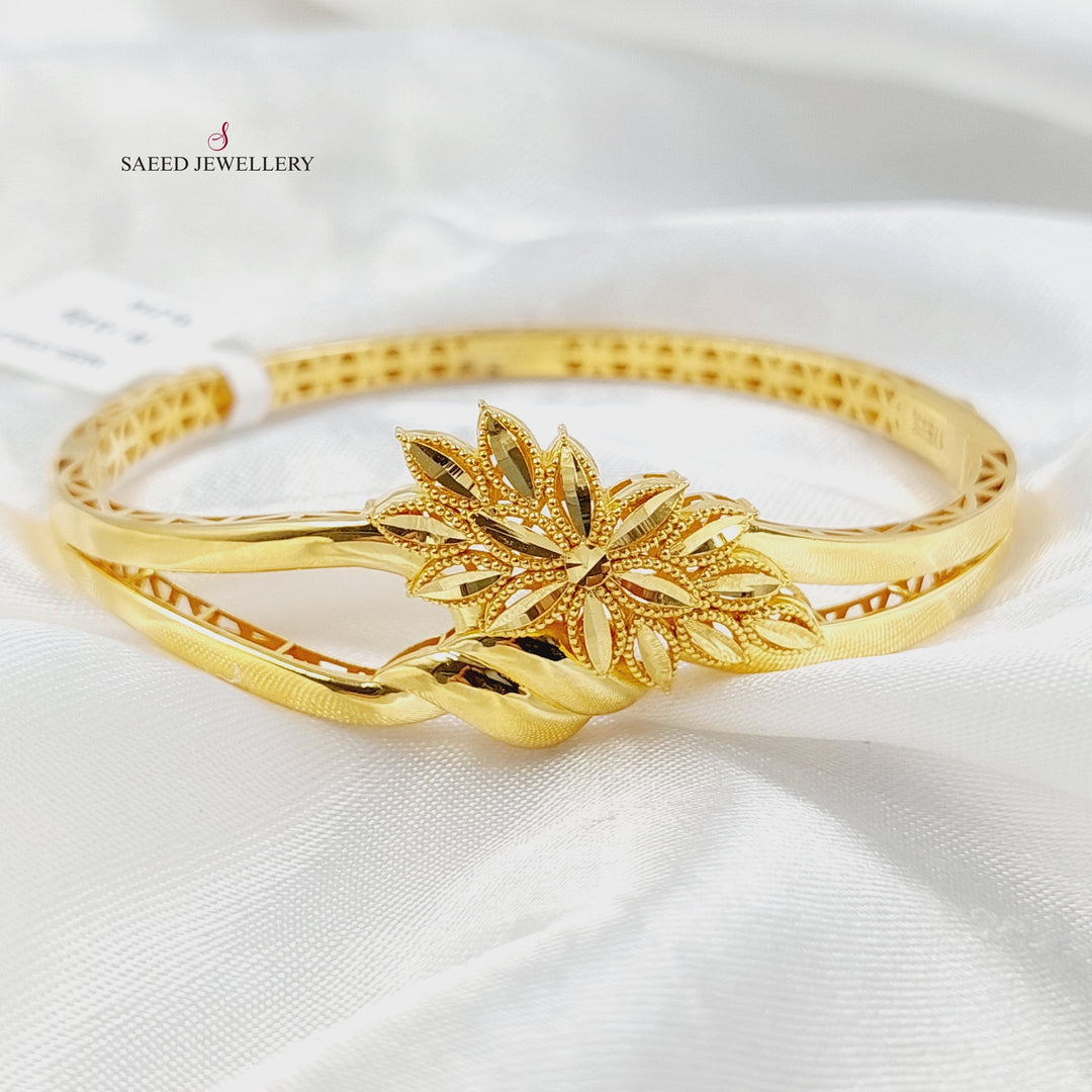 21K Gold Deluxe Leaf Bangle Bracelet by Saeed Jewelry - Image 1