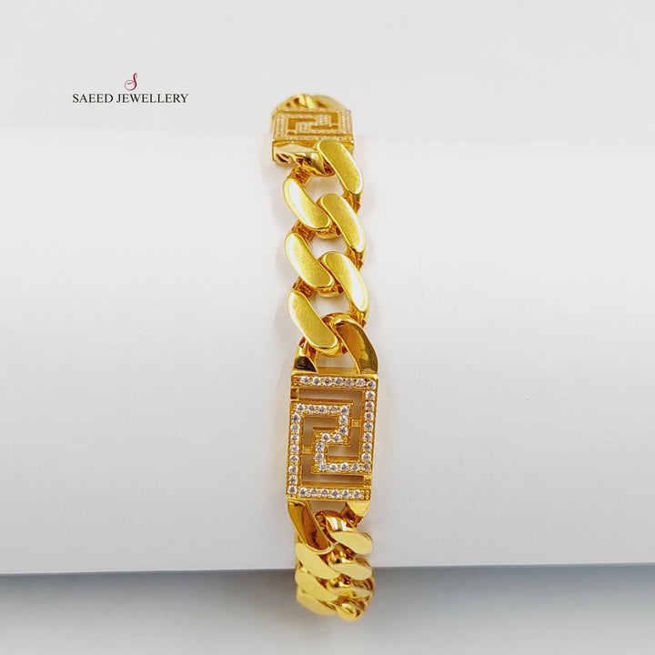 21K Gold Zircon Studded Cuban Links Bracelet by Saeed Jewelry - Image 7