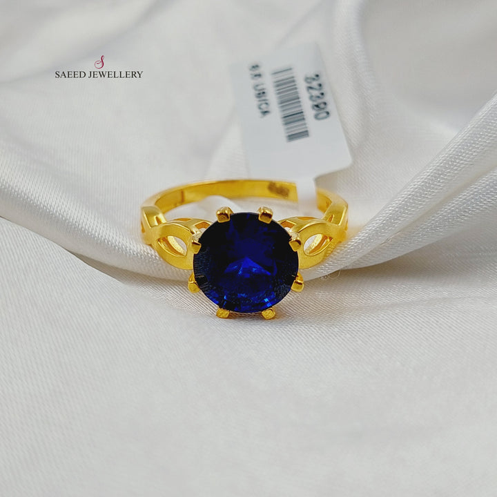 21K Gold Zircon Studded Crown Ring by Saeed Jewelry - Image 3