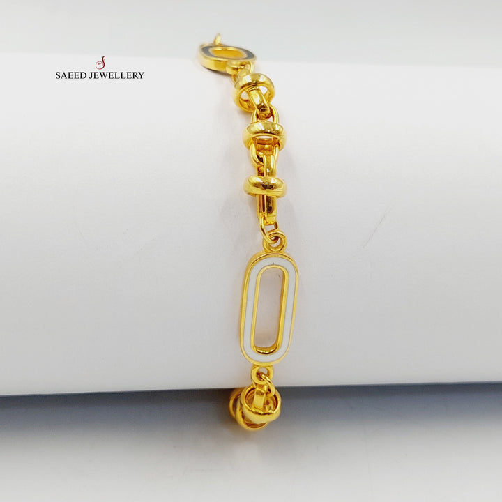 21K Gold Enameled Paperclip Bracelet by Saeed Jewelry - Image 4