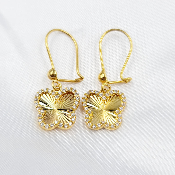 Zircon Studded Butterfly Earrings Made of 21K Gold by Saeed Jewelry 