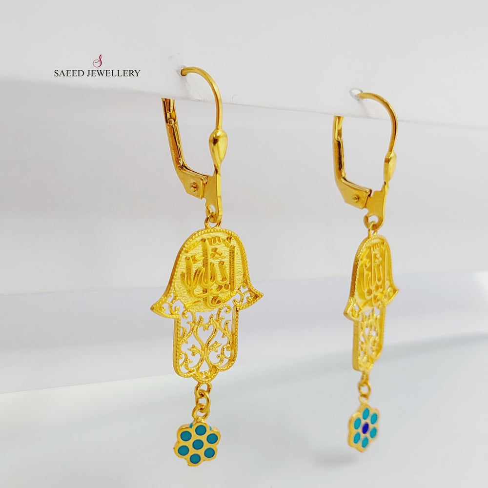 21K Gold Enameled Hand Earrings by Saeed Jewelry - Image 2