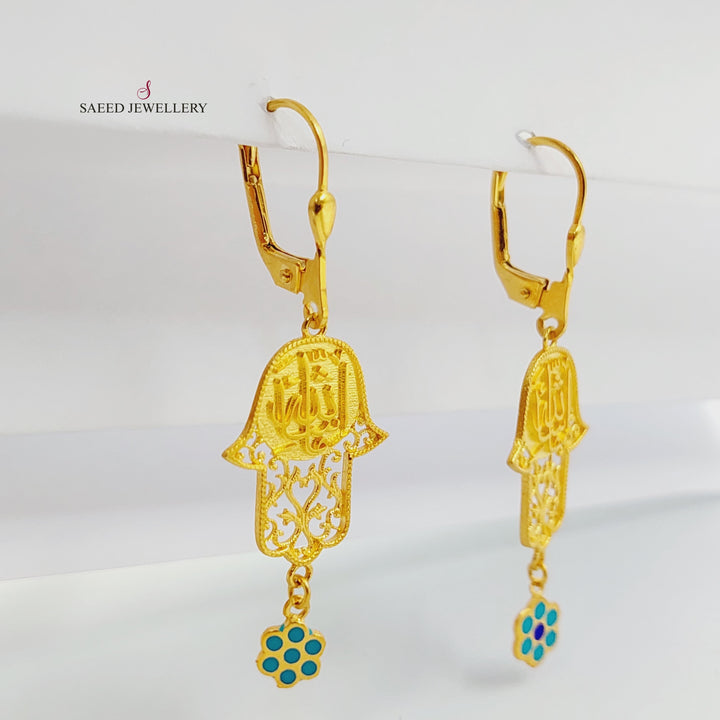 21K Gold Enameled Hand Earrings by Saeed Jewelry - Image 2