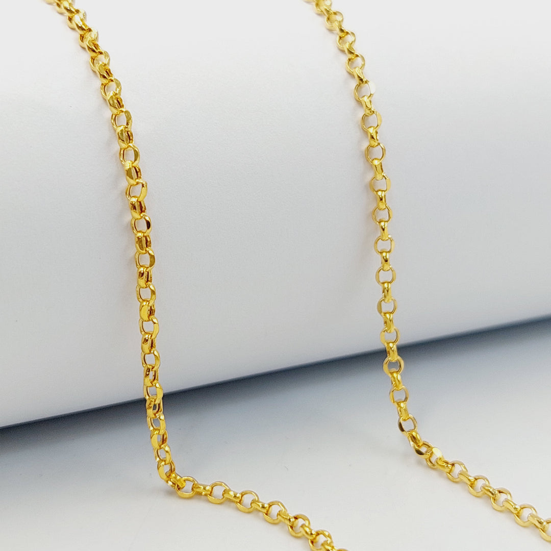 21K Gold 2mm Cable Link Chain by Saeed Jewelry - Image 1