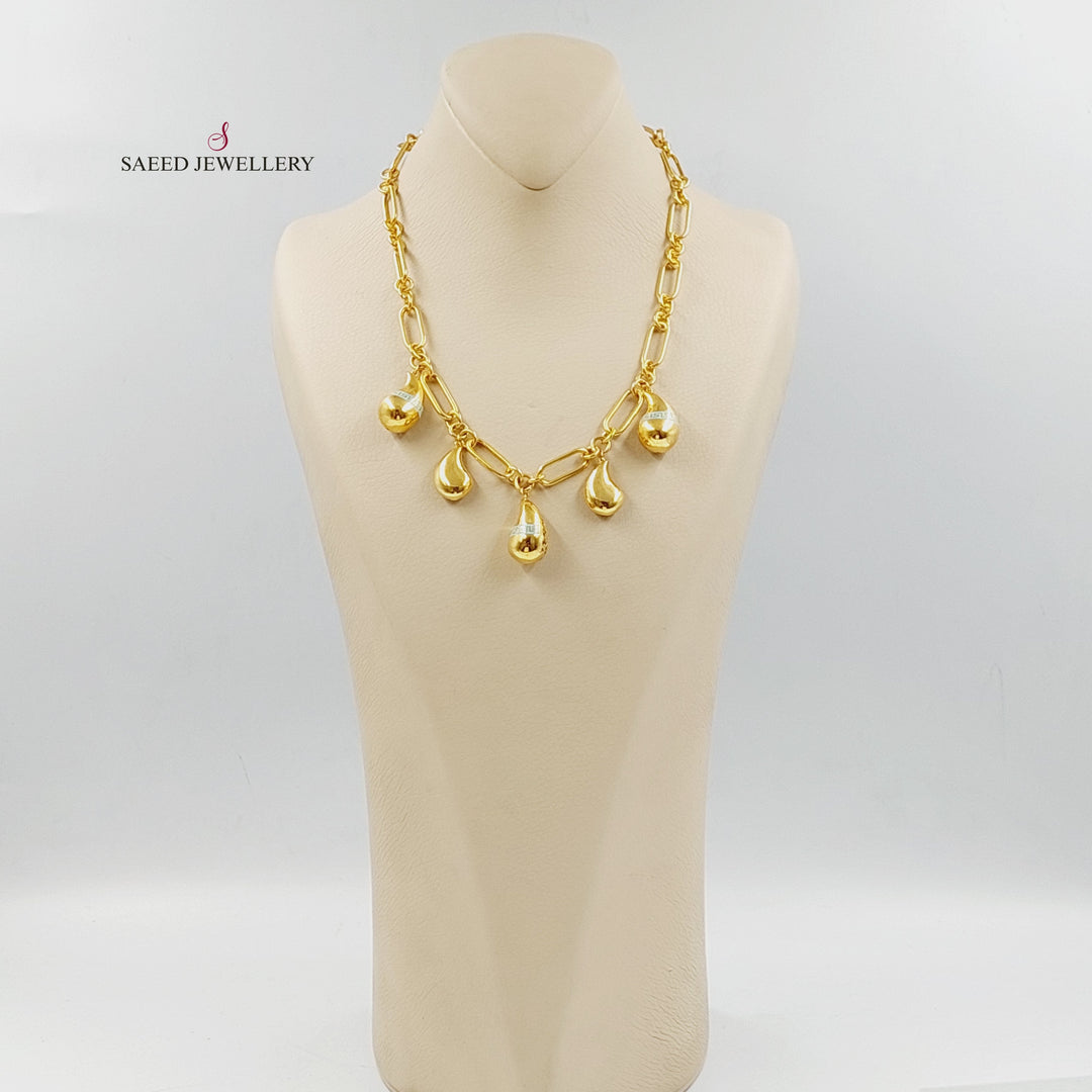 21K Gold Enameled Almond Necklace by Saeed Jewelry - Image 4