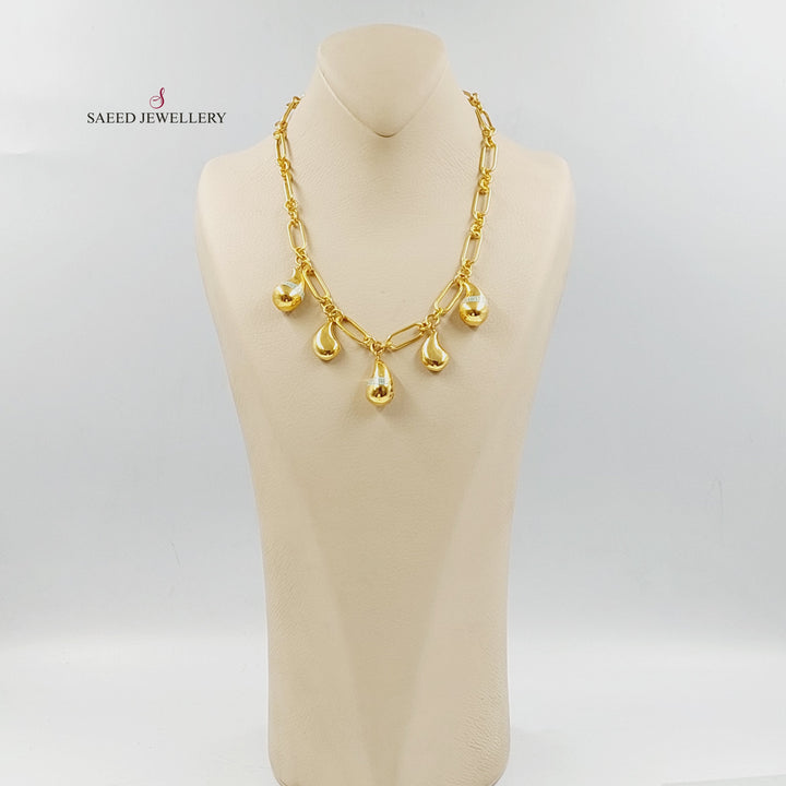 21K Gold Enameled Almond Necklace by Saeed Jewelry - Image 4