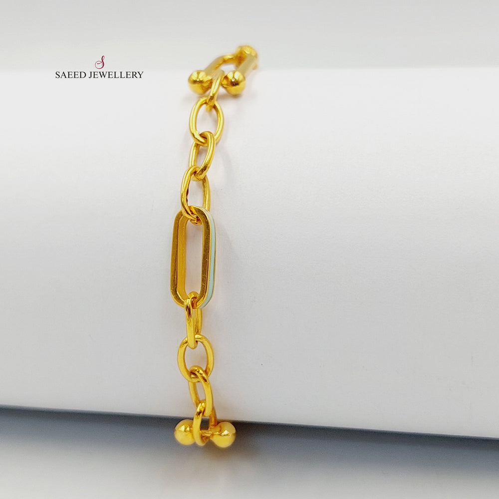 21K Gold Enameled Paperclip Bracelet by Saeed Jewelry - Image 2