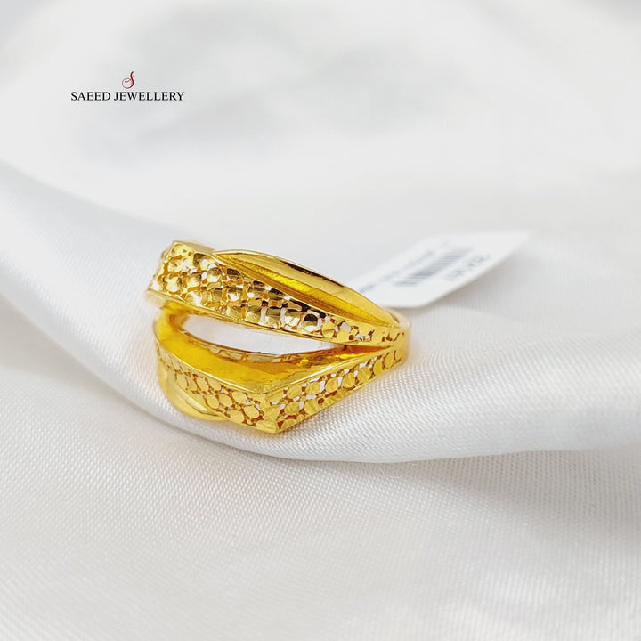 21K Gold Engraved Ring by Saeed Jewelry - Image 3