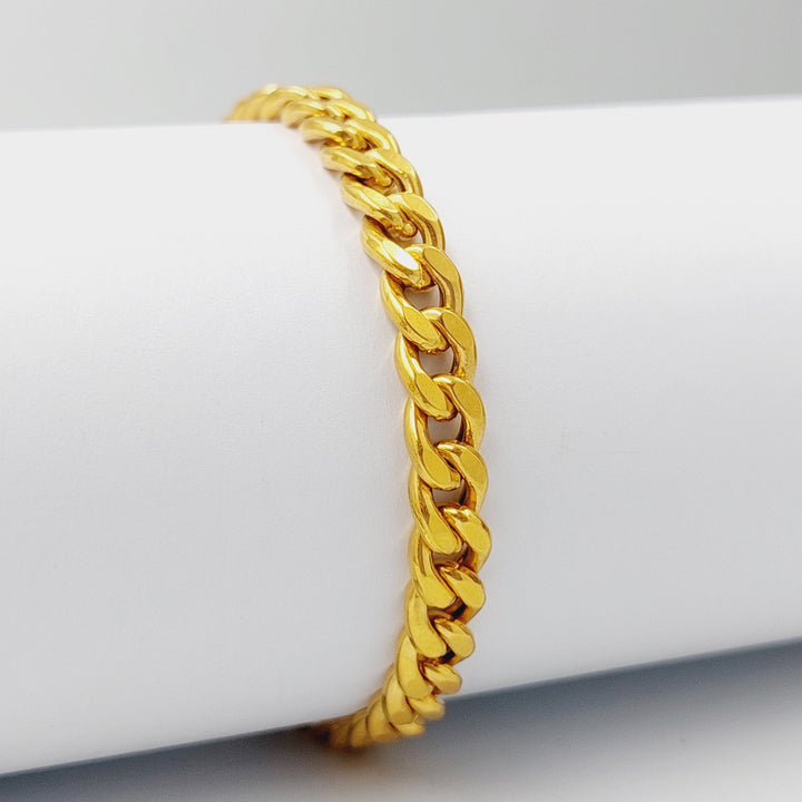 21K Gold 7mm Cuban Links Bracelet by Saeed Jewelry - Image 3