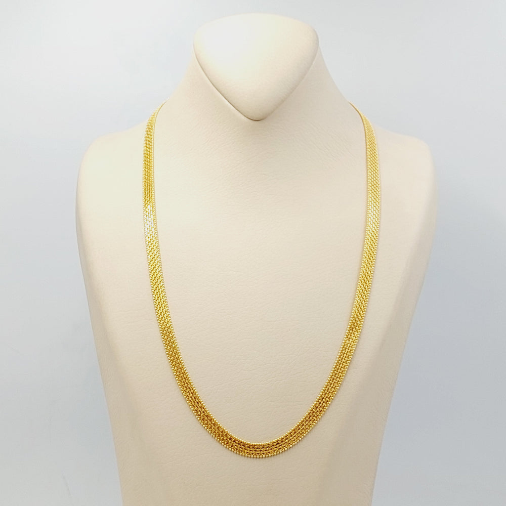 21K Gold 7mm Flat Necklace Chain by Saeed Jewelry - Image 2