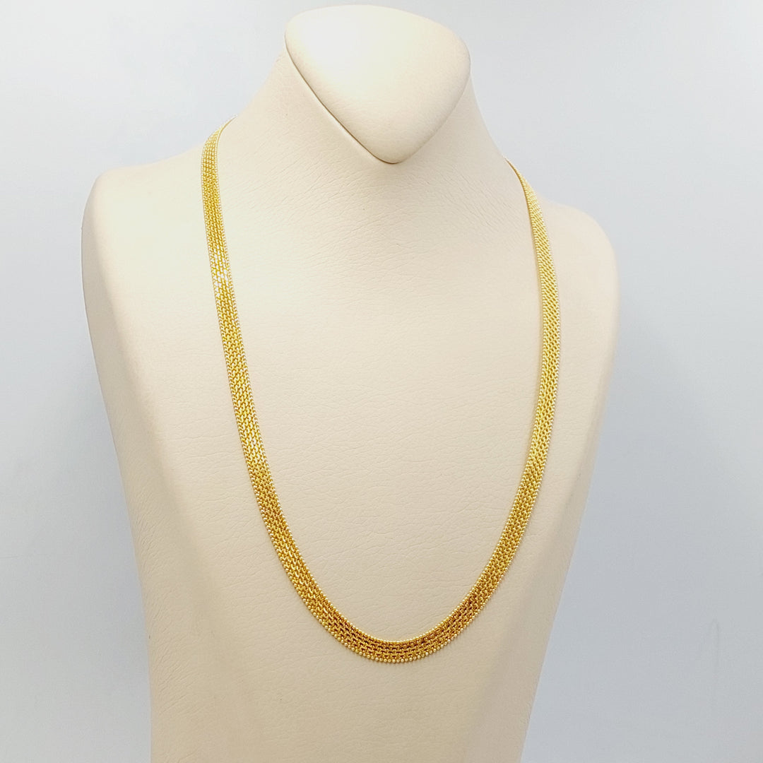 21K Gold 7mm Flat Necklace Chain by Saeed Jewelry - Image 4