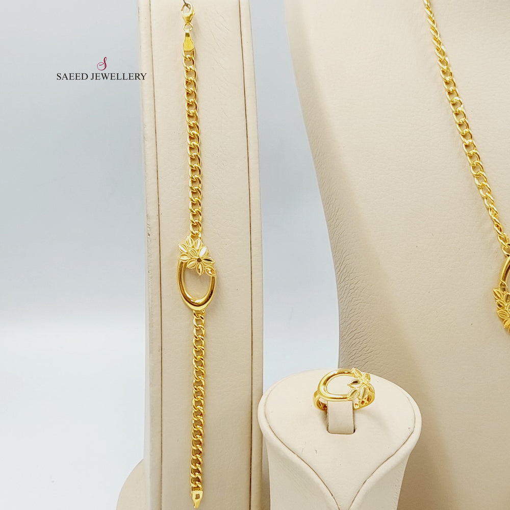 21K طقم ورق الشجر اكسترا-مجوهرات الشيخ سعيد-Saeed Jewelry 