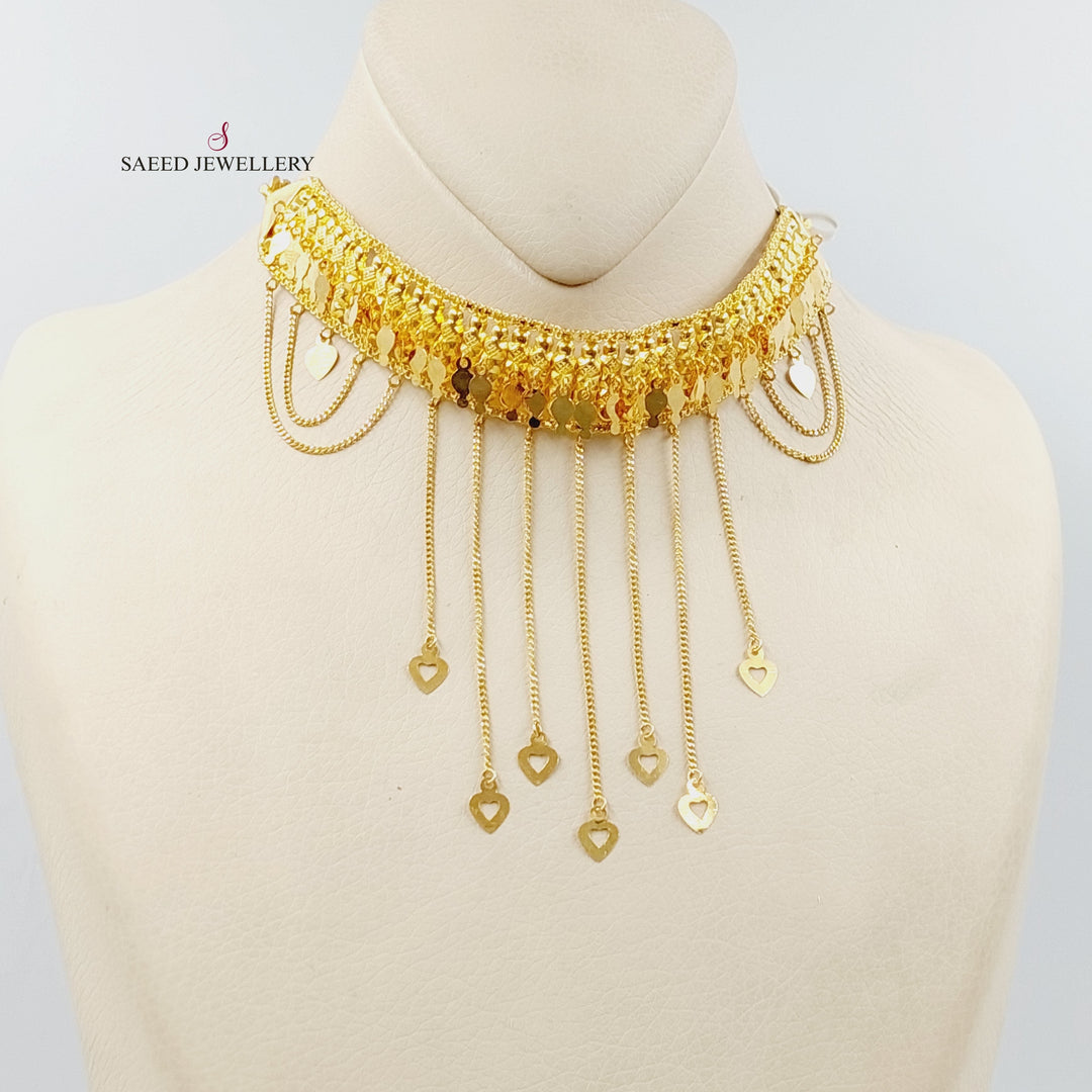 21K Gold Fancy Choker Necklace by Saeed Jewelry - Image 11