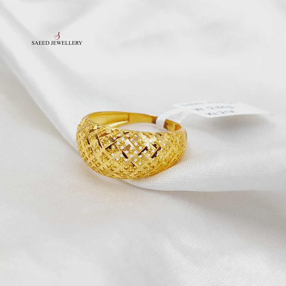 21K Gold Engraved Ring by Saeed Jewelry - Image 2