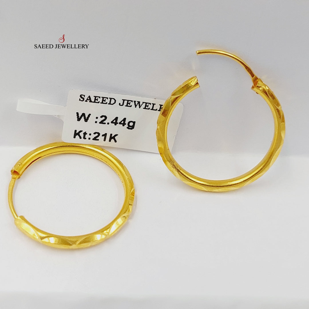 21K Gold Hoop Earrings by Saeed Jewelry - Image 3