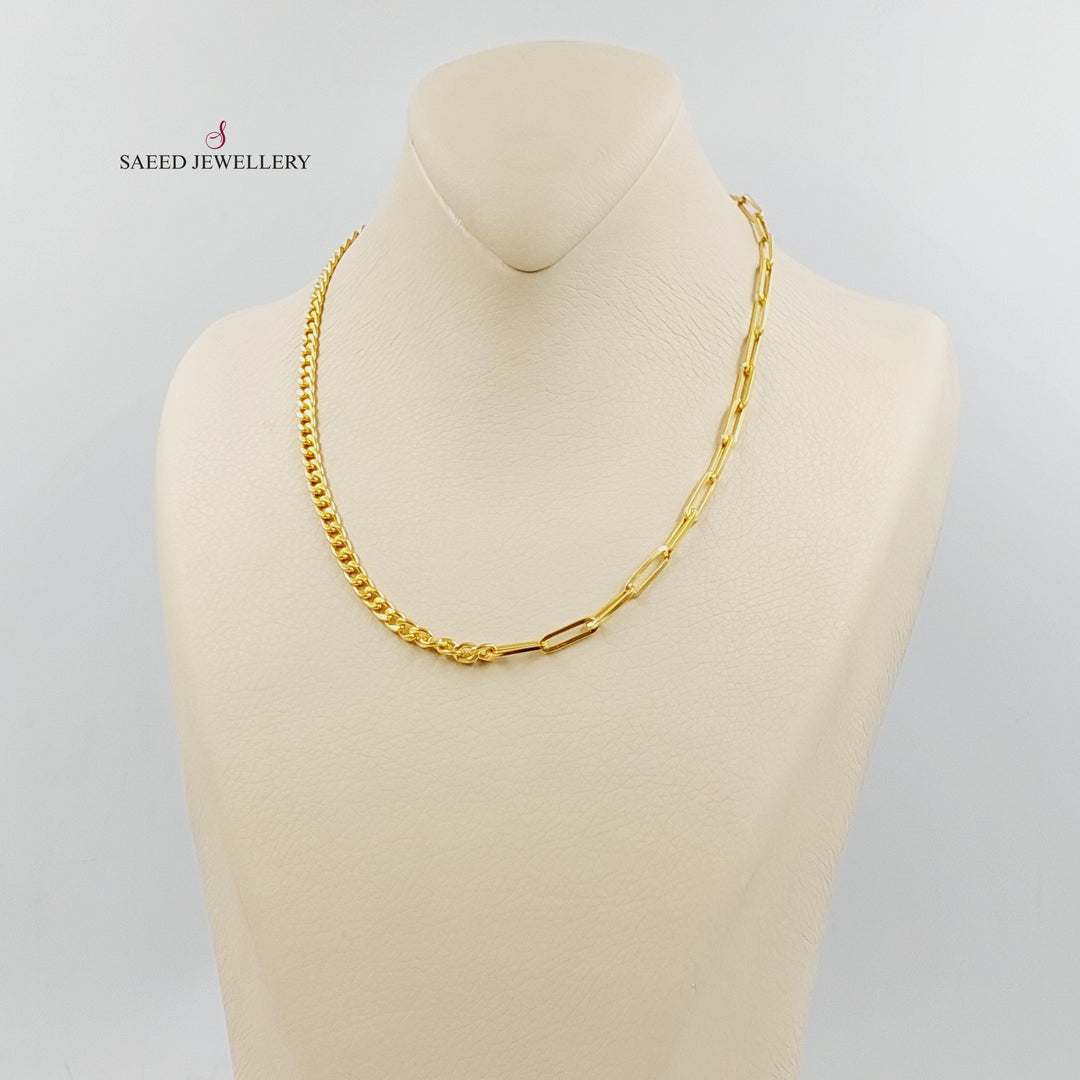 21K عقد جنزير بيبر كليب-مجوهرات الشيخ سعيد-Saeed Jewelry 