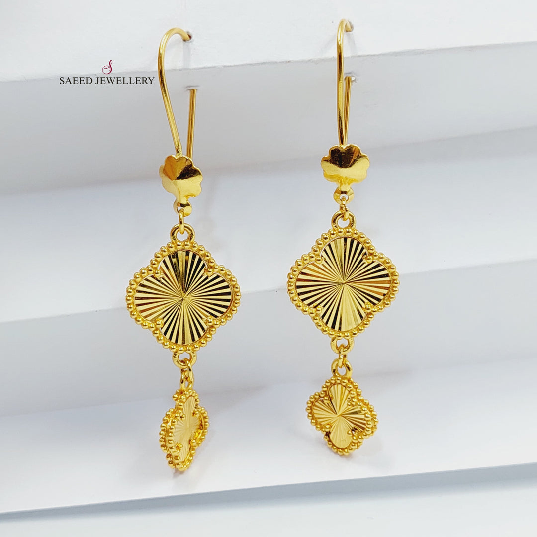 21K Gold CLOVER Earrings by Saeed Jewelry - Image 1