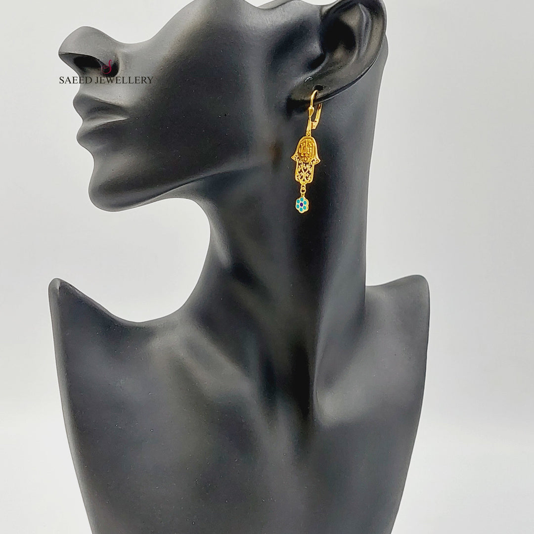 21K Gold Enameled Hand Earrings by Saeed Jewelry - Image 5