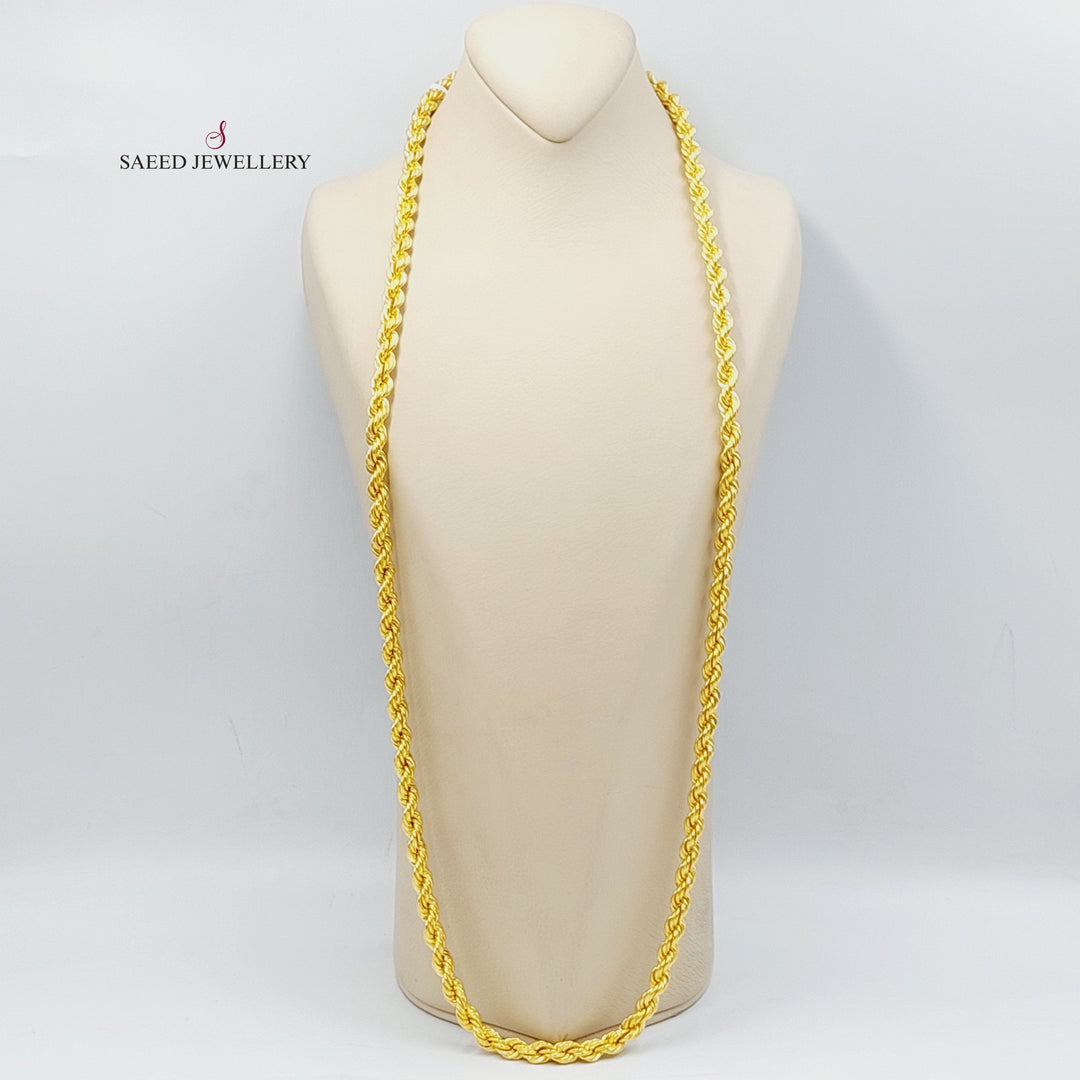 21K Gold 8mm Rope Chain Necklace by Saeed Jewelry - Image 3