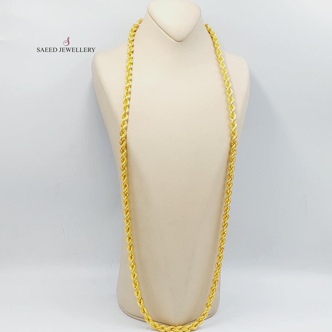 21K Gold 8mm Rope Chain Necklace by Saeed Jewelry - Image 4