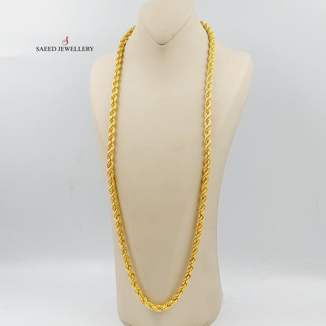 21K Gold 8mm Rope Necklace by Saeed Jewelry - Image 3