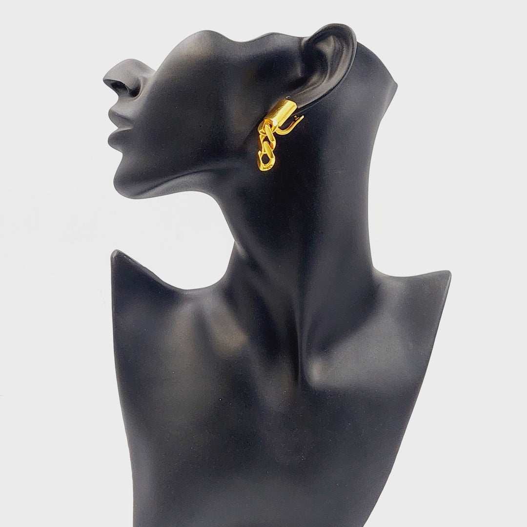 21K Gold Cuban Links Earrings by Saeed Jewelry - Image 3