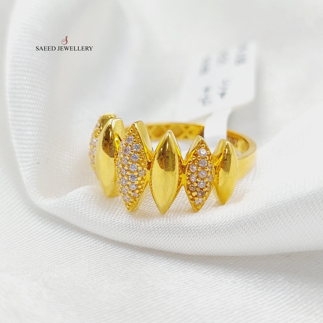 21K Gold Zircon Studded Rhombus Ring by Saeed Jewelry - Image 14