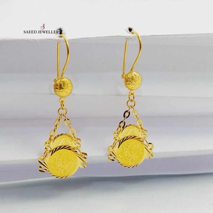 21K Gold Rashadi Eighths Earrings by Saeed Jewelry - Image 2