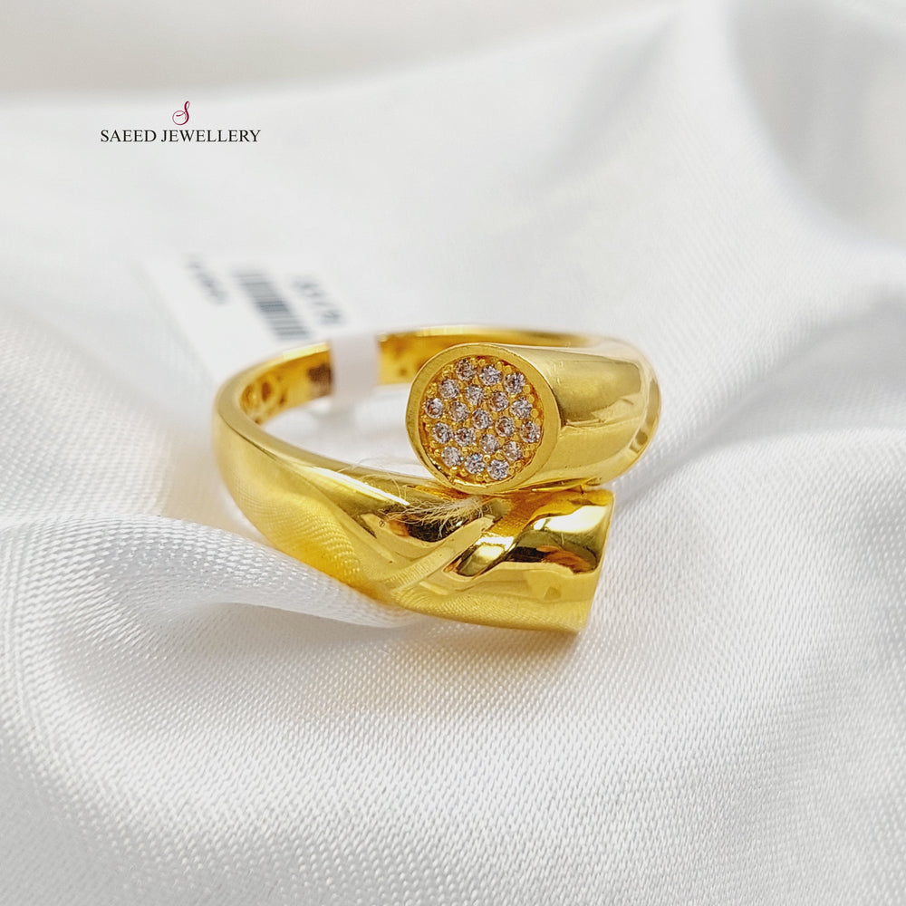 21K Gold Zircon Studded Nail Ring by Saeed Jewelry - Image 2