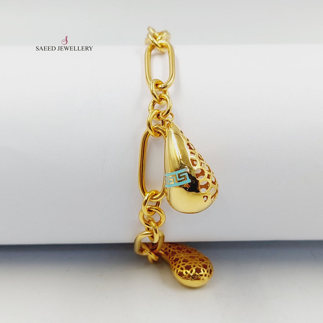 21K Gold Enameled Almond Bracelet by Saeed Jewelry - Image 3