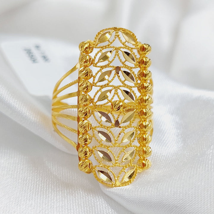 21K Gold Zircon Studded Rhombus Ring by Saeed Jewelry - Image 10