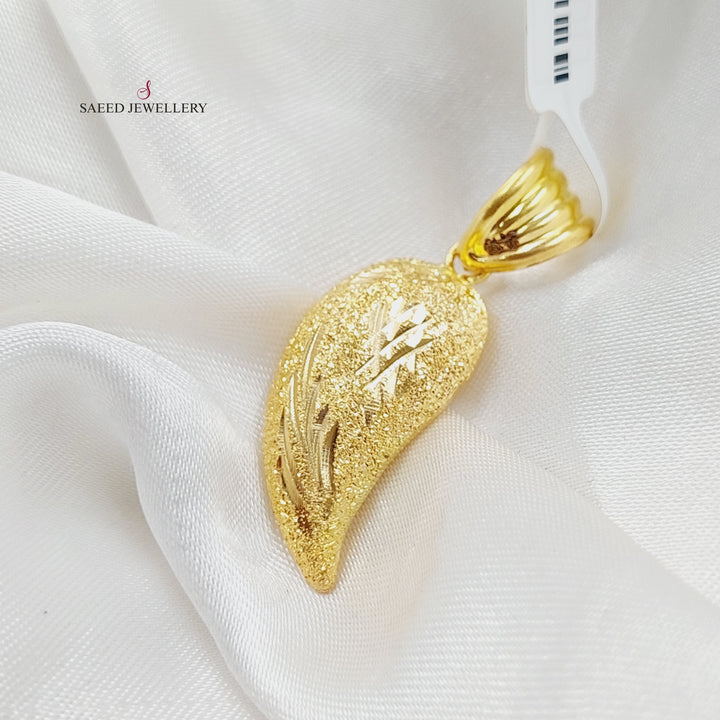 21K Gold Almond Pendant by Saeed Jewelry - Image 4