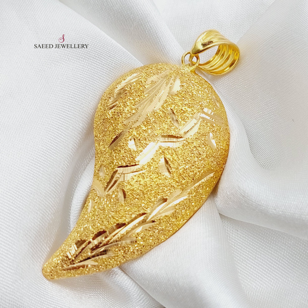 21K Gold Almond Pendant by Saeed Jewelry - Image 3