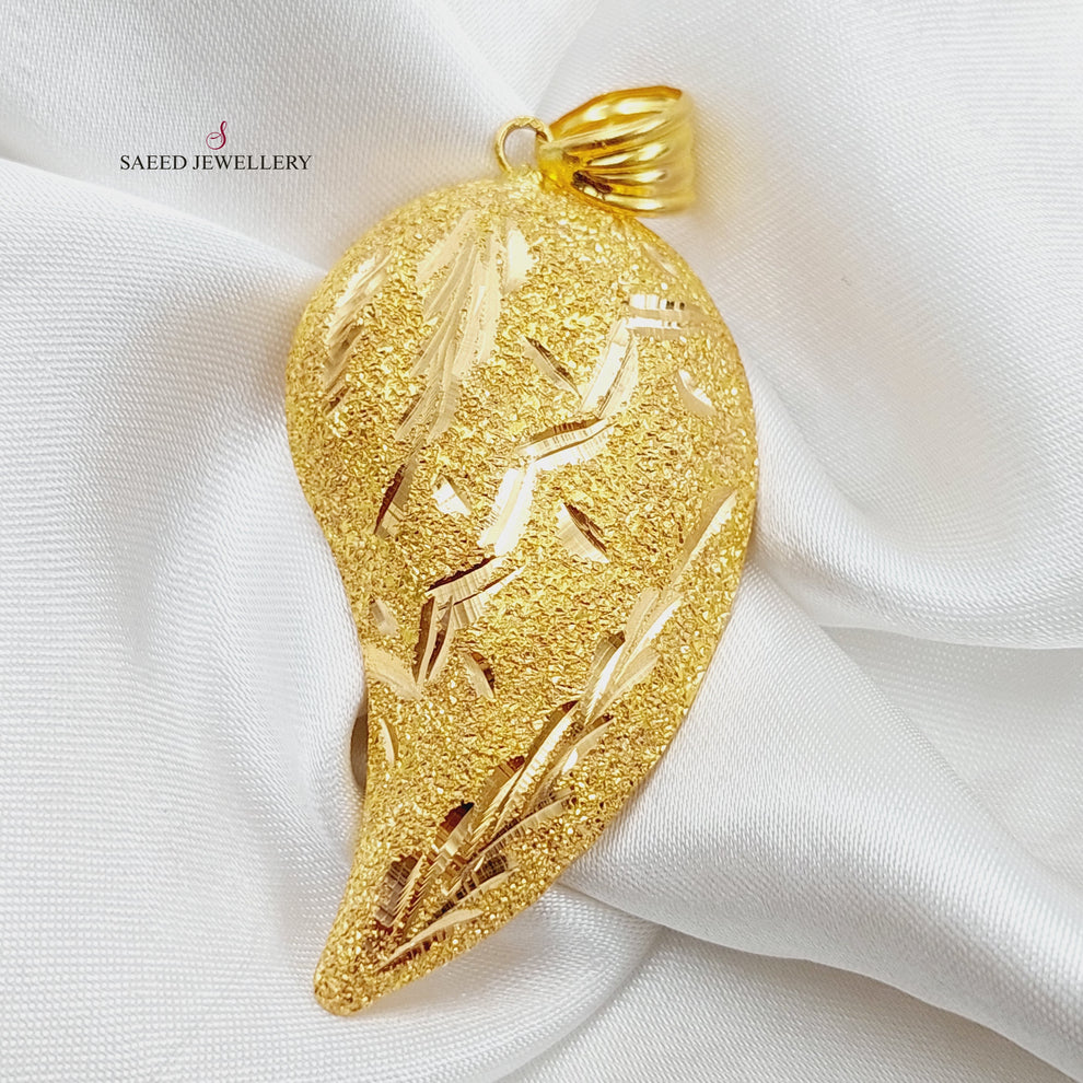 21K Gold Almond Pendant by Saeed Jewelry - Image 4