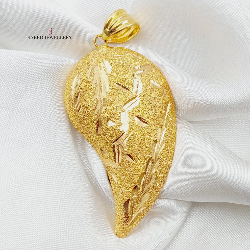 21K Gold Almond Pendant by Saeed Jewelry - Image 1